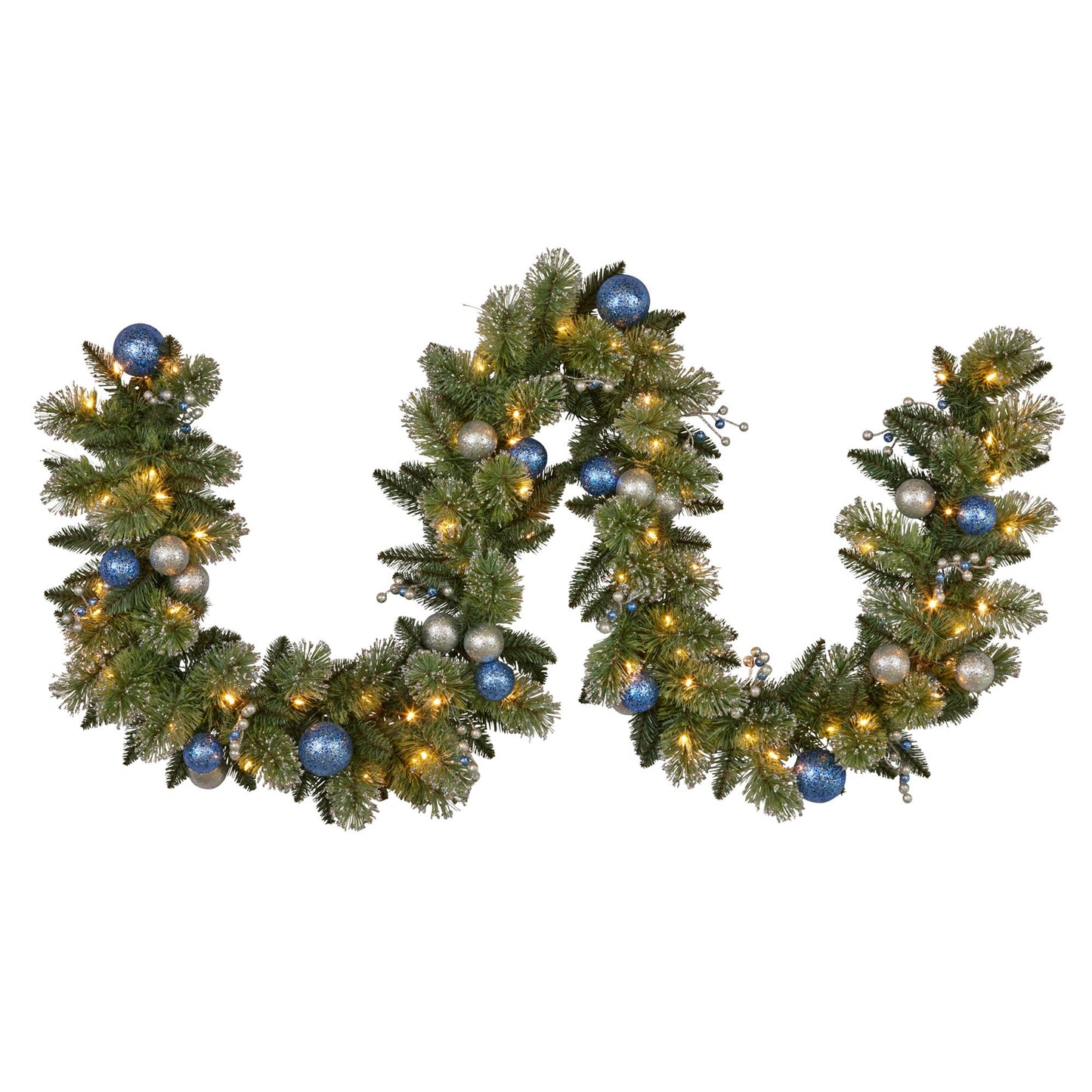 Swishmas 274cm Blue Collection Multicolour Pre-Lit Christmas Garland