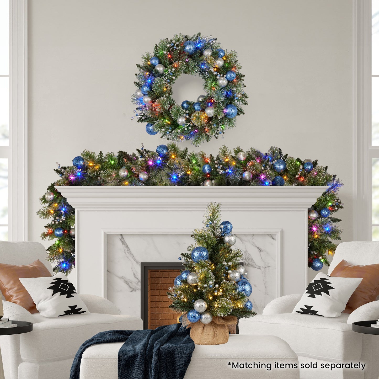 Swishmas 61cm Blue Collection Pre-Lit Tabletop Christmas Tree