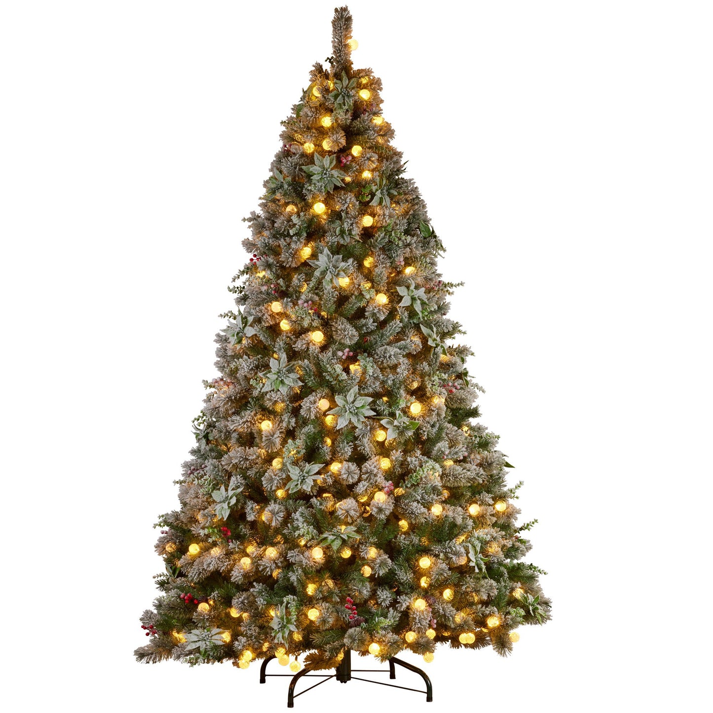 Swishmas Snowy Crown Pine 2.3m Multicolour Pre-Lit Christmas Tree with 1453 Tips