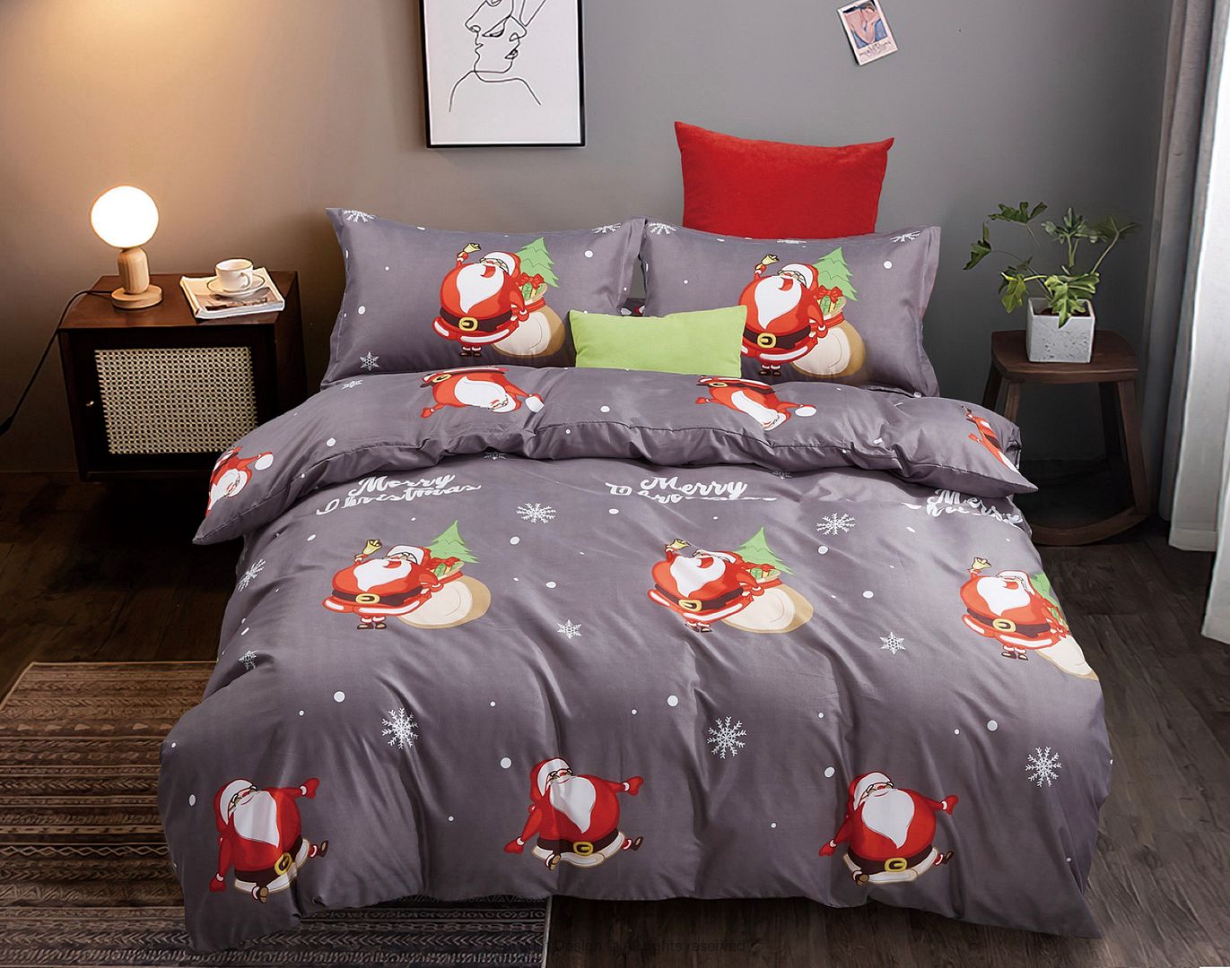 Christmas Santa King Size Quilt/Duvet Cover Set