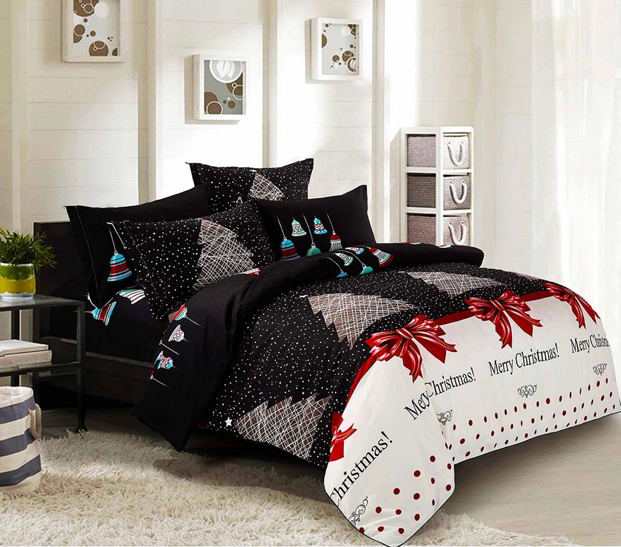 Merry King Single Size Christmas Quilt/Duvet Cover Set