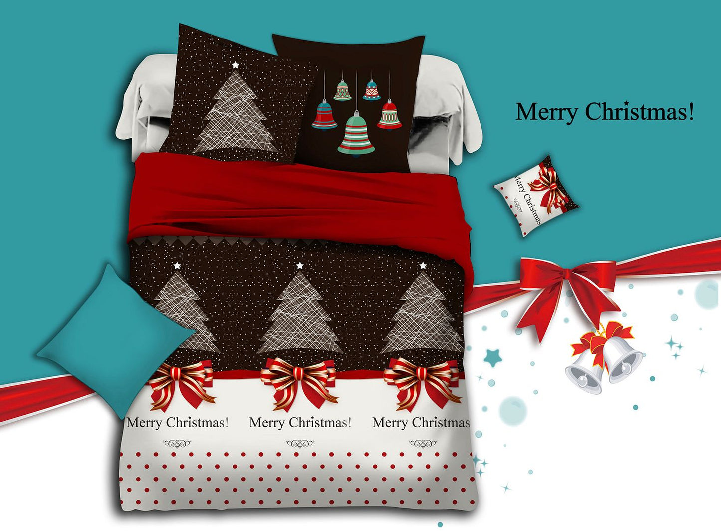 Merry King Single Size Christmas Quilt/Duvet Cover Set