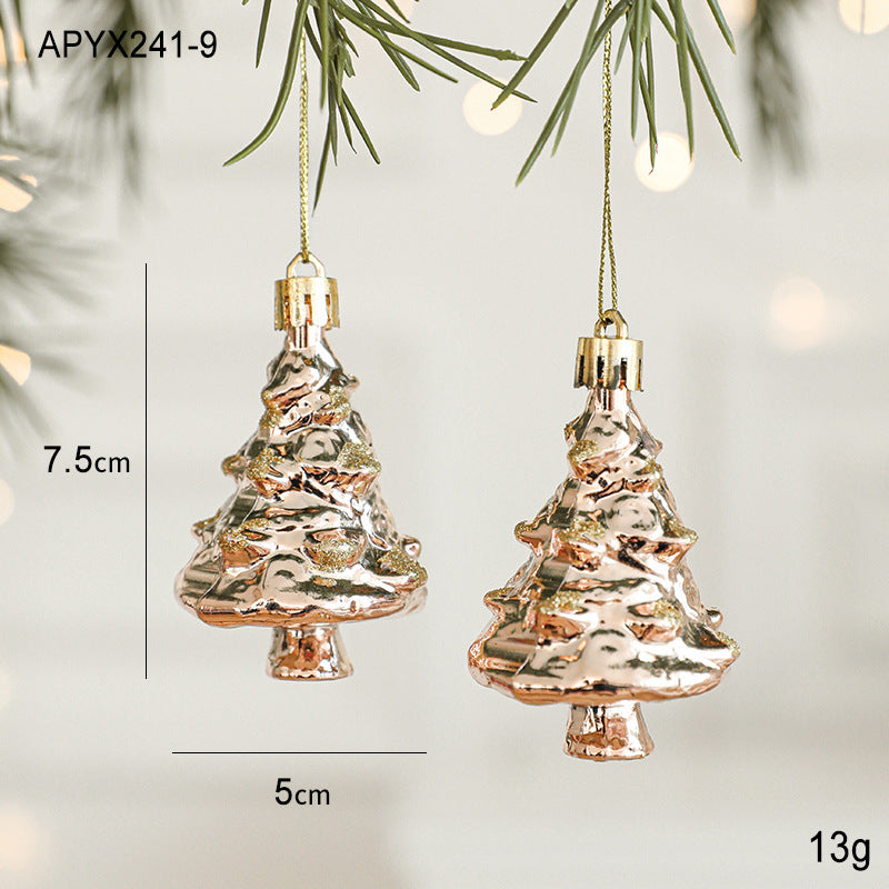 Set of 10 Christmas Ornaments -Gold & Rose Gold Holiday Tree Decorations