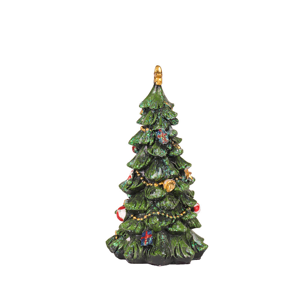 Christmas Tree Figurine - Festive Resin Decoration with Ornaments, 17cm Holiday Decor