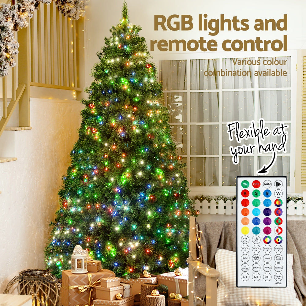 Jingle Jollys Christmas Tree 1.8m RGB Remote LED Tree Party Decoration 890 Tips