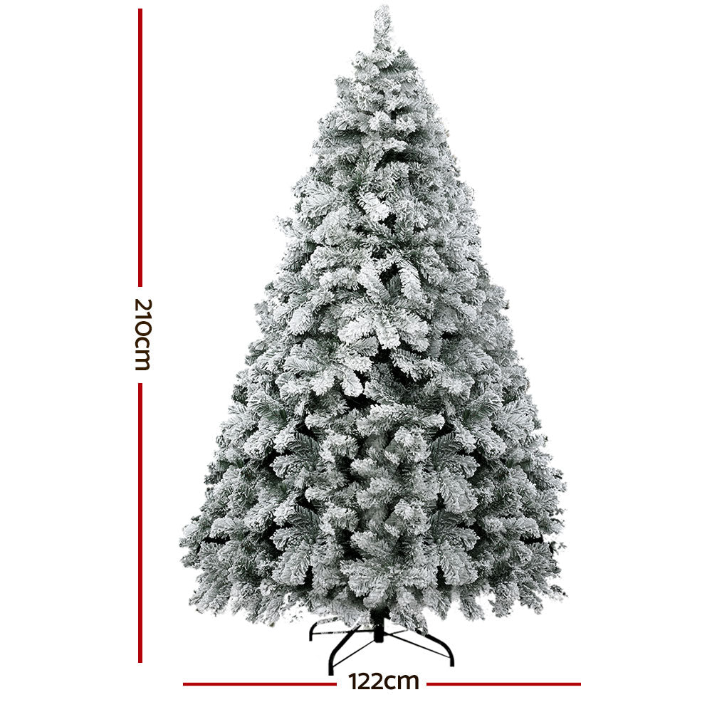 Jingle Jollys Christmas Tree 2.1m Snow Flocked Xmas Tree Decorations 780 Tips