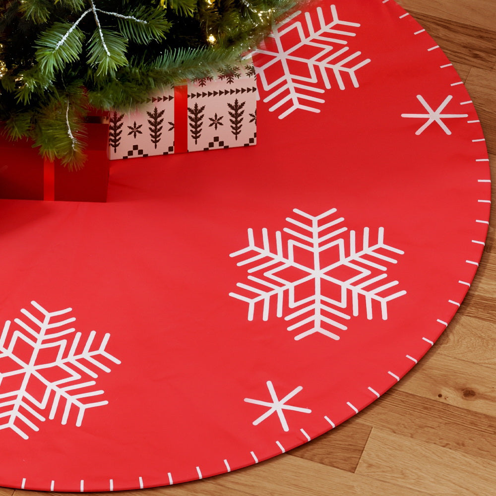 Jingle Jollys Christmas Tree Skirt 120cm Snowflake Ornaments Party Decorations