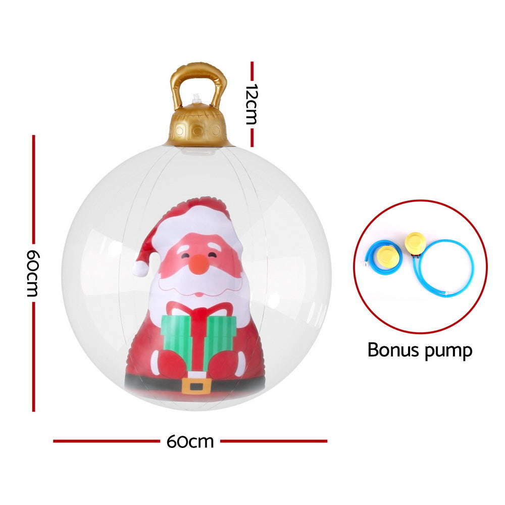 Jingle Jollys Christmas Inflatable Ball 60cm Santa Decoration Giant Bauble Clear