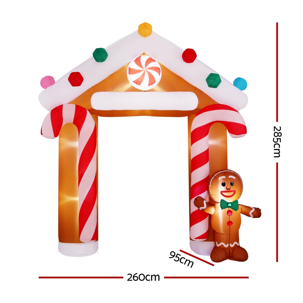 Jingle Jollys Christmas Inflatable Archway Ginger 2.8M Illuminated Decorations