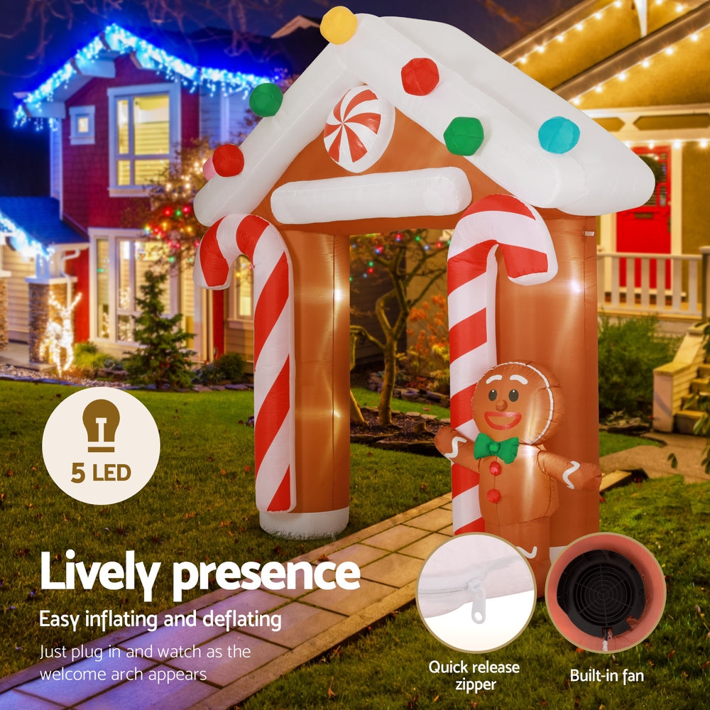 Jingle Jollys Christmas Inflatable Archway Ginger 2.8M Illuminated Decorations