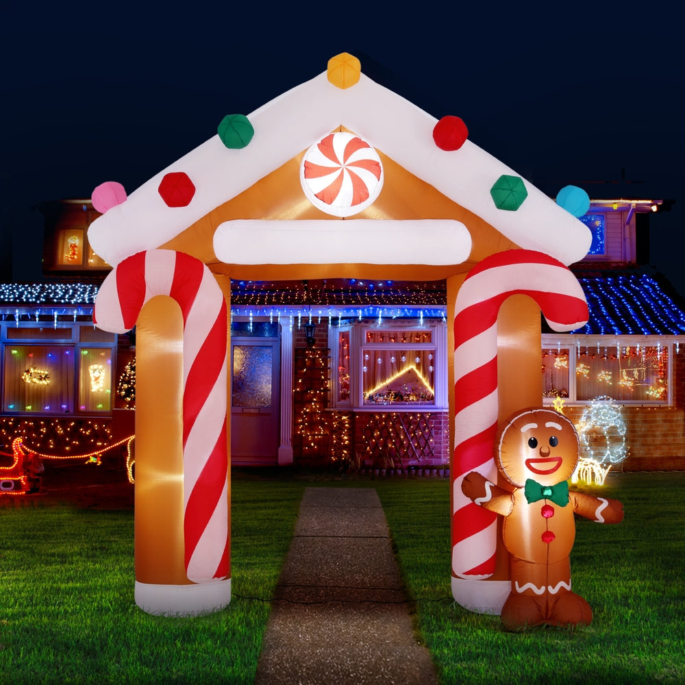 Jingle Jollys Christmas Inflatable Archway Ginger 2.8M Illuminated Decorations