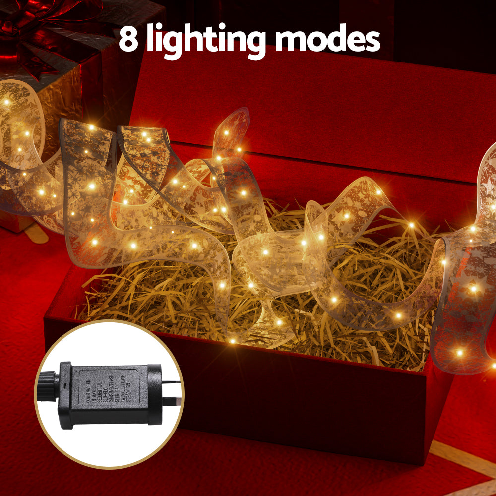 20M Christmas Lights Ribbon Fairy Light 200 LED Warm Jingle Jollys