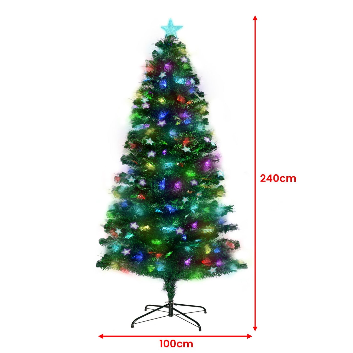 Christabelle 2.4m Enchanted Pre Lit Fibre Optic Christmas Tree Stars Xmas Decor