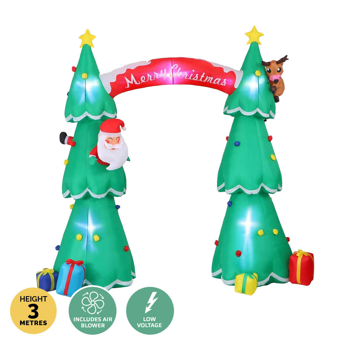 Christmas By Sas 3m x 2.4m Christmas Tree Arch Self Inflating LED Lights