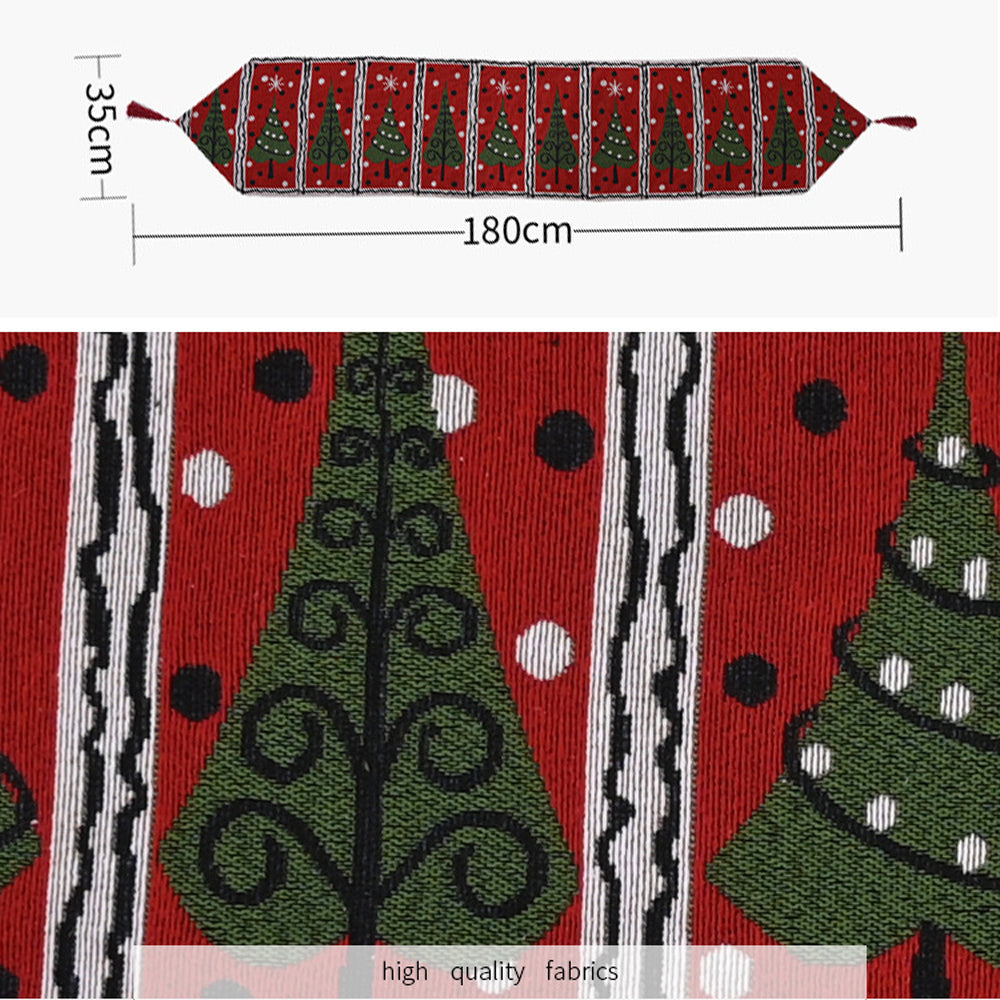 Christmas Table Runner thickened knitted Dining Tablecloth Xmas Party Decor(Elk)