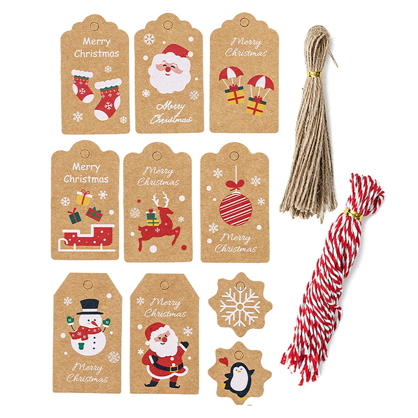 100Pack Xmas Decoration 350g Thicken Kraft Paper Gift Tag Wrapping Kraft Tag Hang Tags(Style D)