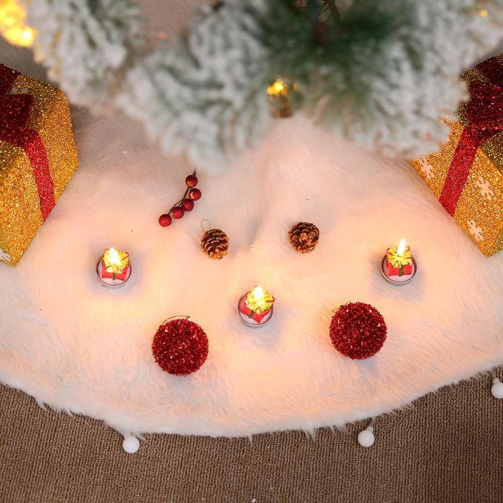 60/78/90/122cm Christmas Snow Plush Tree Skirt Xmas Base Floor Mat Cover Decor, 150cm (59")