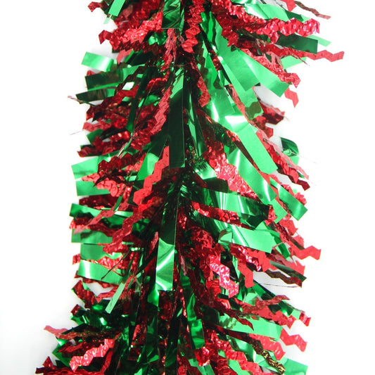 5x 2.5m Christmas Tinsel Xmas Garland Sparkly Snowflake Party Natural Home Décor, Crinkle Cut (Red Green)