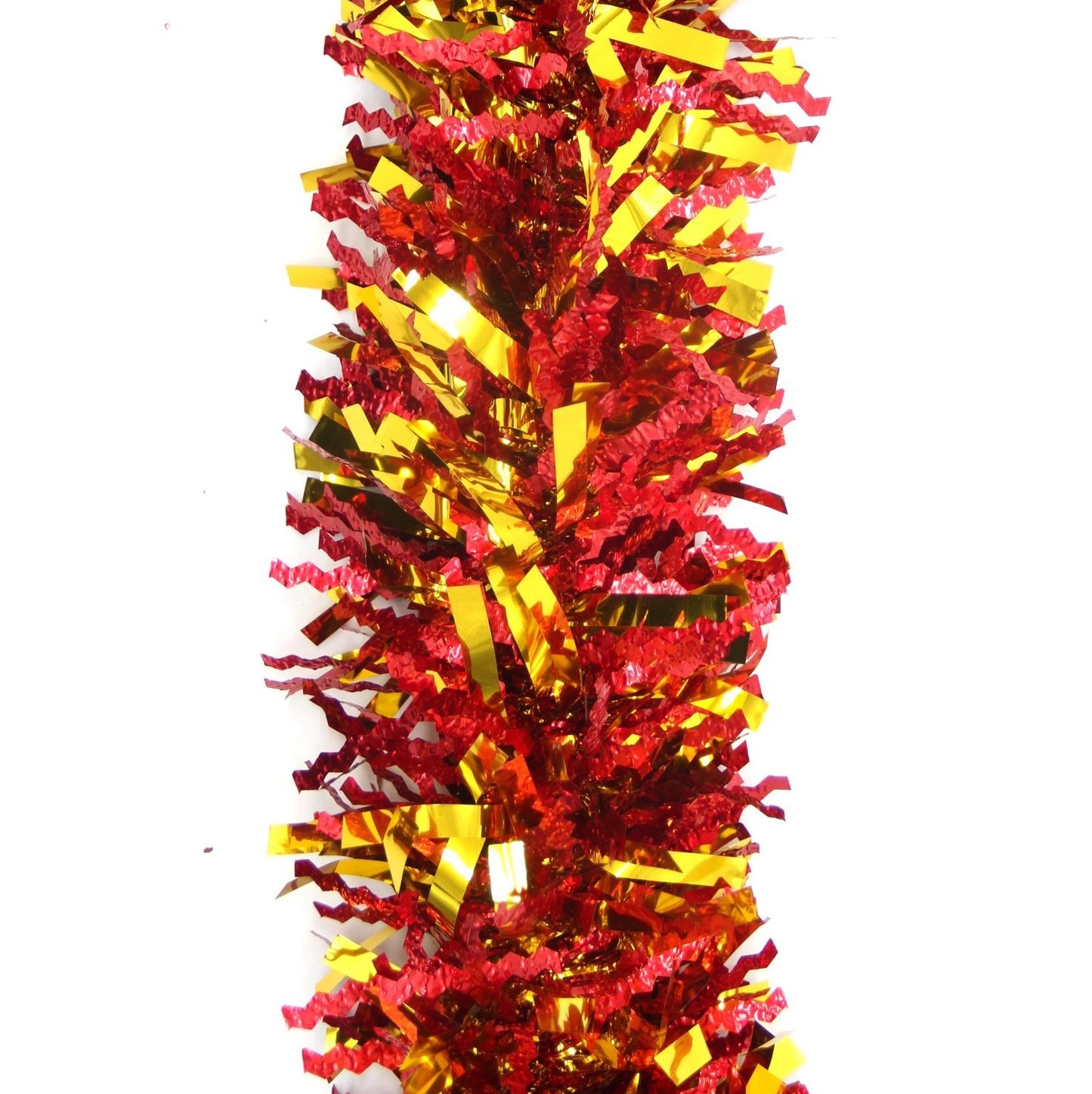 5x 2.5m Christmas Tinsel Xmas Garland Sparkly Snowflake Party Natural Home Décor, Crinkle Cut (Red Gold)