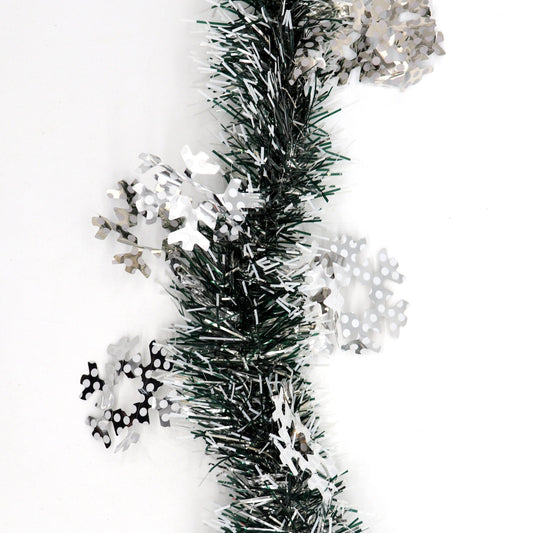 5x 2.5m Christmas Tinsel Xmas Garland Sparkly Snowflake Party Natural Home Décor, Snow in Black