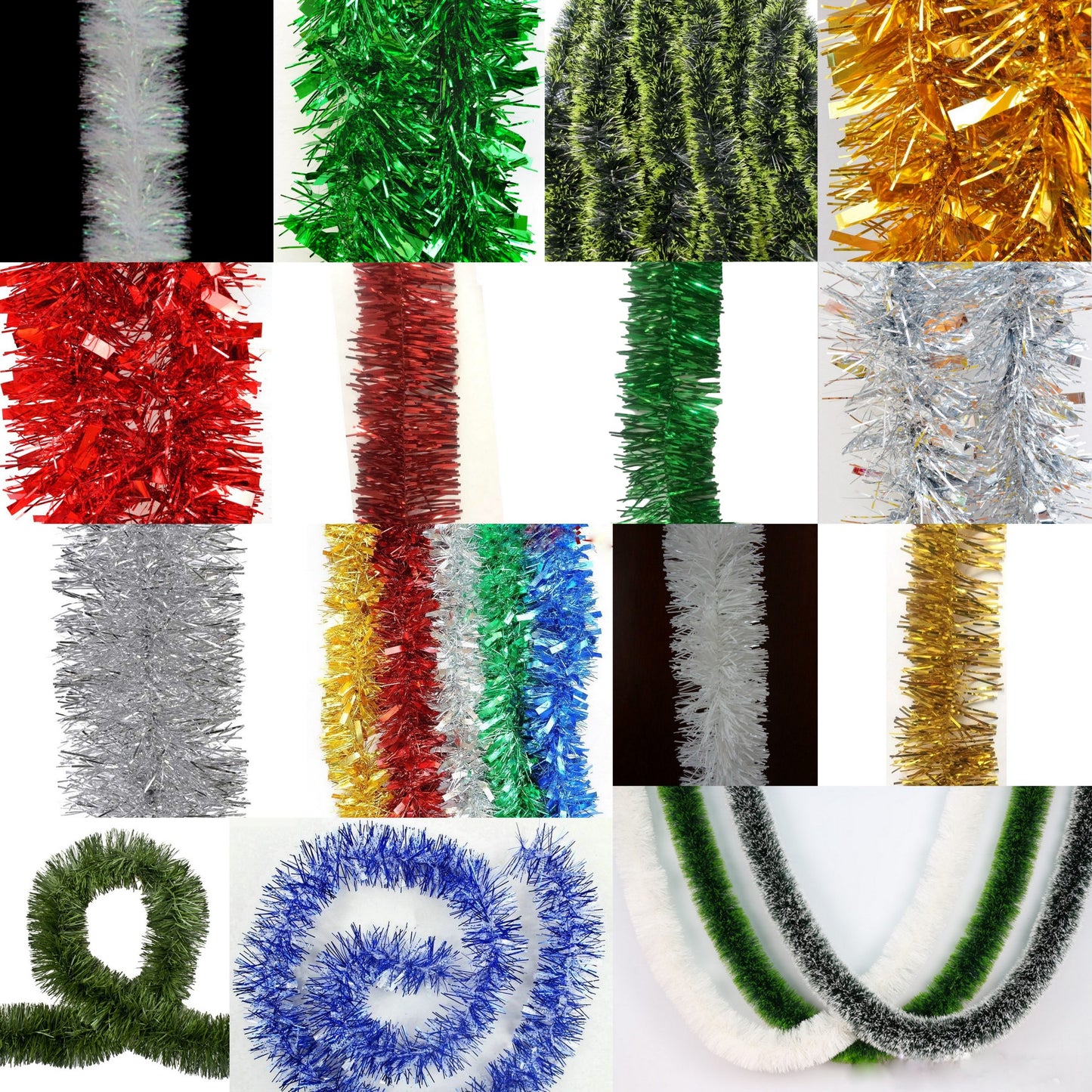 5x 2.5m Christmas Tinsel Xmas Garland Sparkly Snowflake Party Natural Home Décor, Snow in Black