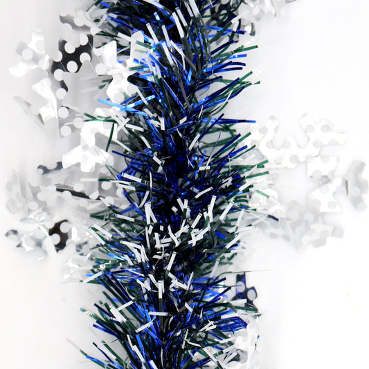 5x 2.5m Christmas Tinsel Xmas Garland Sparkly Snowflake Party Natural Home Décor, Snow in Blue