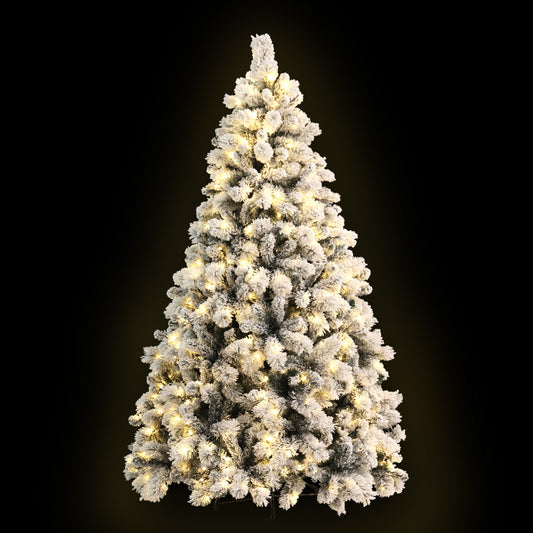 Jingle Jollys Snowy Christmas Tree 1.8M 6FT LED Lights Xmas Decorations Warm White