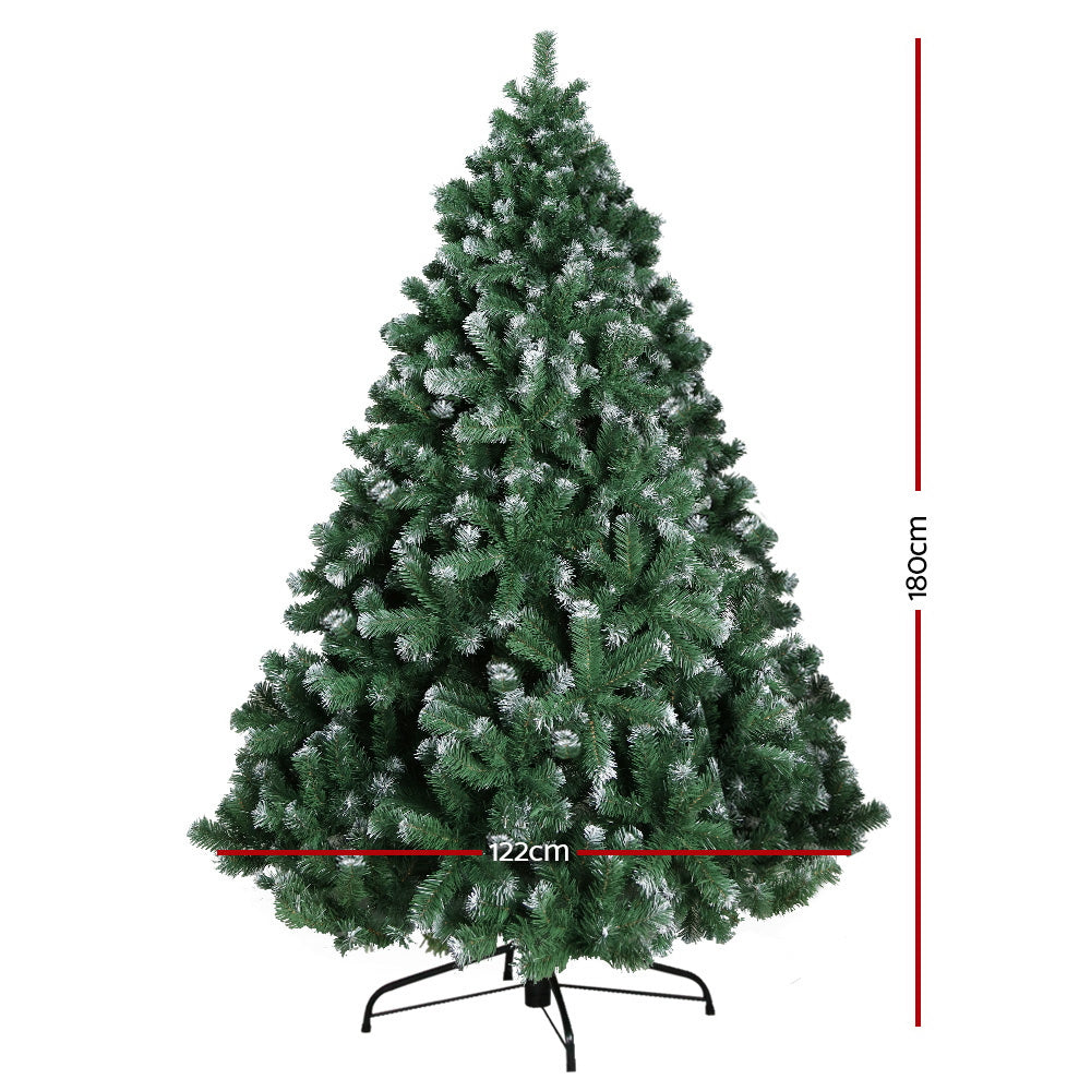 Jingle Jollys Christmas Tree 1.8M Xmas Trees Decorations Snowy 800 Tips