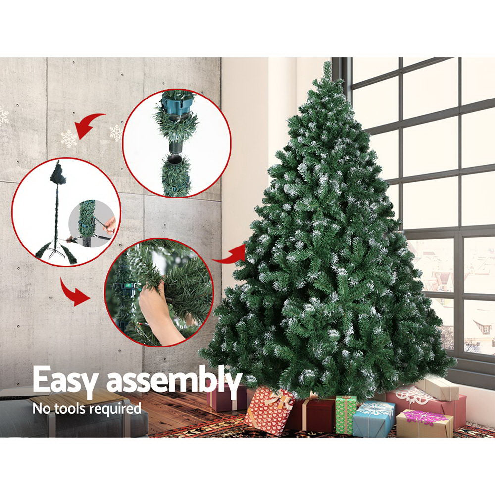 Jingle Jollys Christmas Tree 1.8M Xmas Trees Decorations Snowy 800 Tips