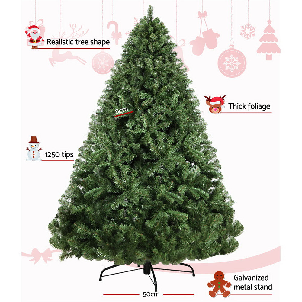 Jingle Jollys Christmas Tree 2.1M Xmas Tree Decorations Green 1250 Tips