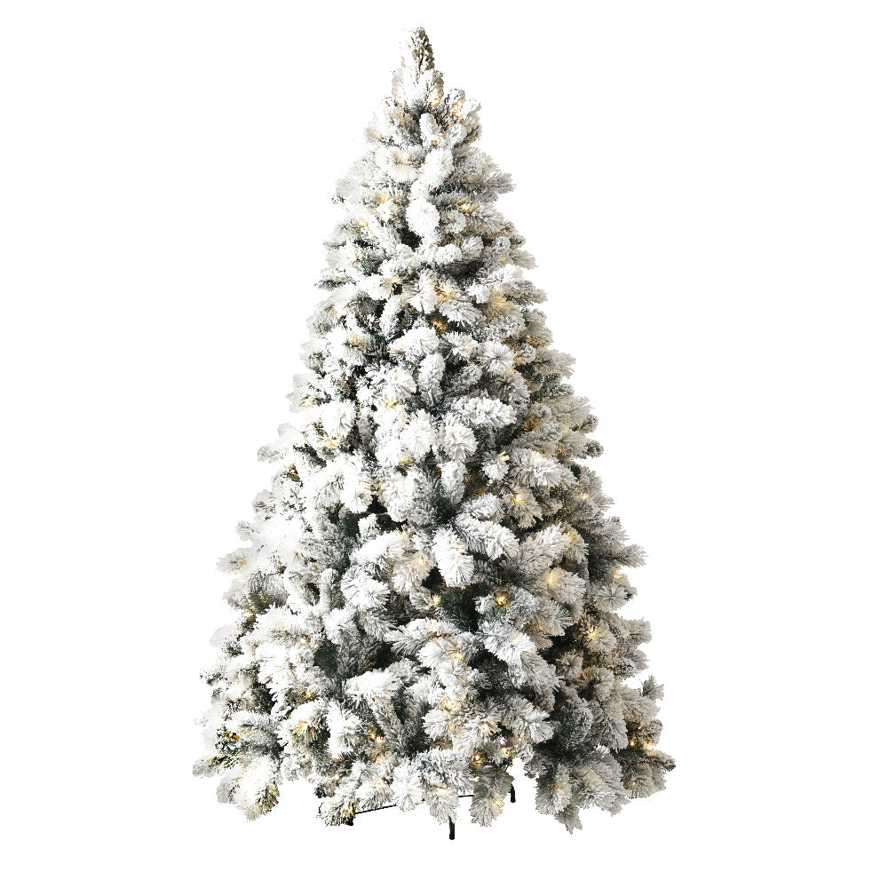 Jingle Jollys Snowy Christmas Tree 2.1M 7FT LED Lights Xmas Decorations Warm White