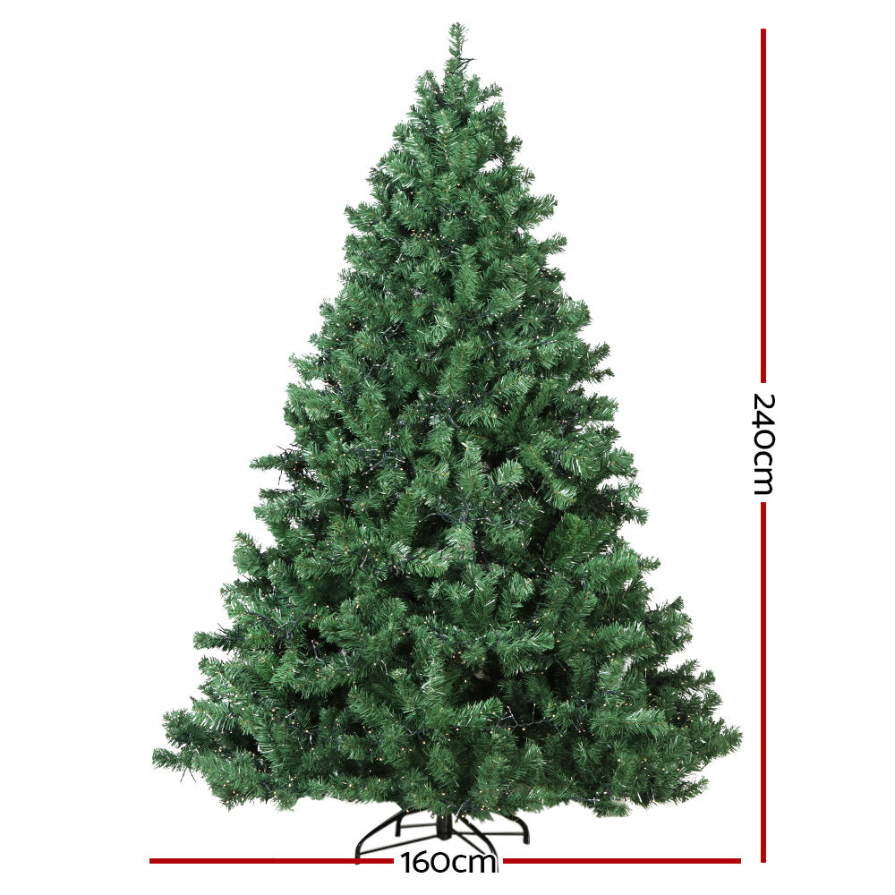 Jingle Jollys Christmas Tree 2.4M Xmas Tree Decorations 3190 LEDs 8 Light Mode