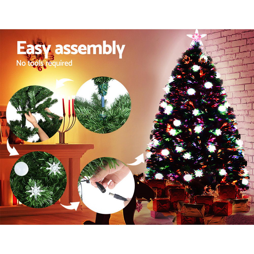 Jingle Jollys 1.5M 5FT LED Christmas Tree Optic Fiber Xmas Multi Colour Lights