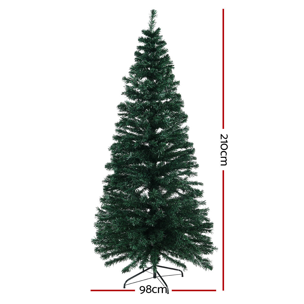 Jingle Jollys Christmas Tree 2.1M LED Xmas trees Optic Fibre Multi Colour