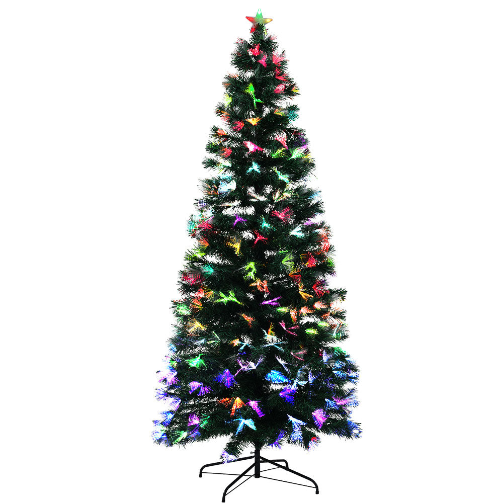 Jingle Jollys Christmas Tree 1.8M 6FT LED Xmas Multi Colour Lights Optic Fibre