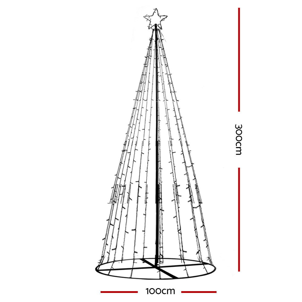 Jingle Jollys 3M LED Christmas Tree Lights 330 LED Xmas Multi Colour Optic Fiber