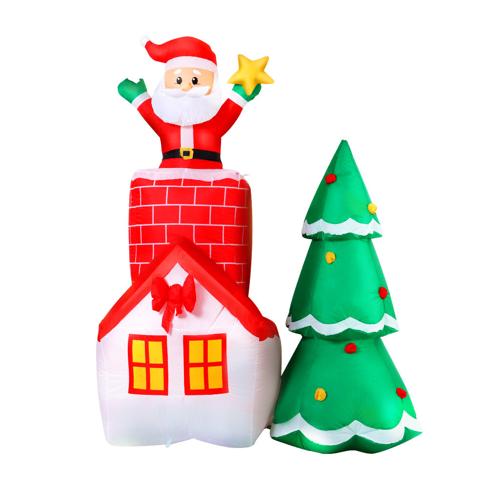 Jingle Jollys Christmas Inflatable Tree Santa 2.2M Illuminated Decorations