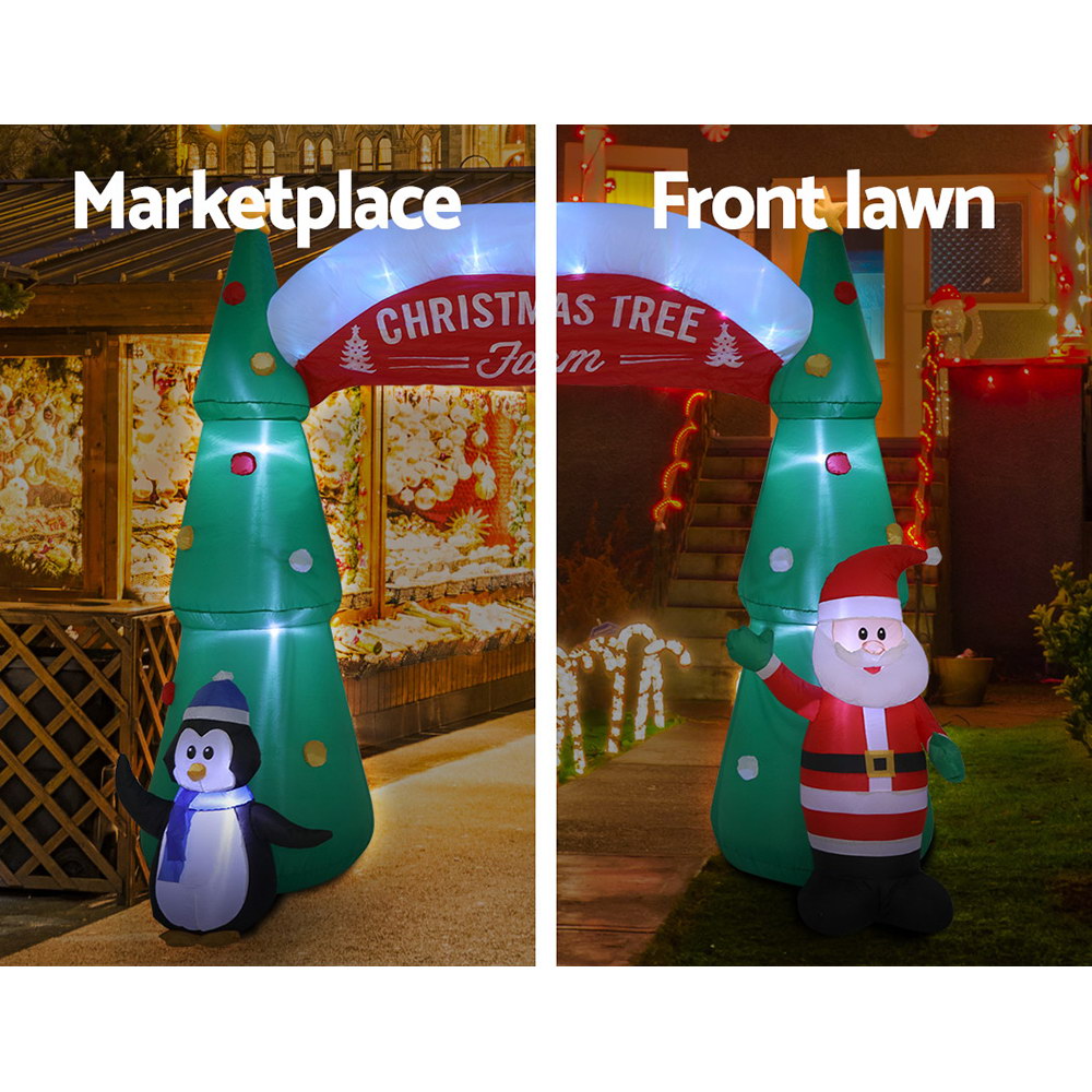 Jingle Jollys Inflatable Christmas Tree Archway Santa 3M Xmas Outdoor Decoration