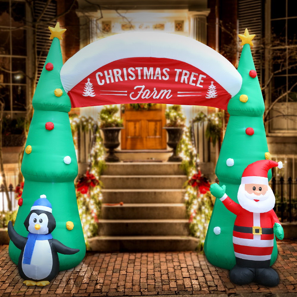 Jingle Jollys Inflatable Christmas Tree Archway Santa 3M Xmas Outdoor Decoration