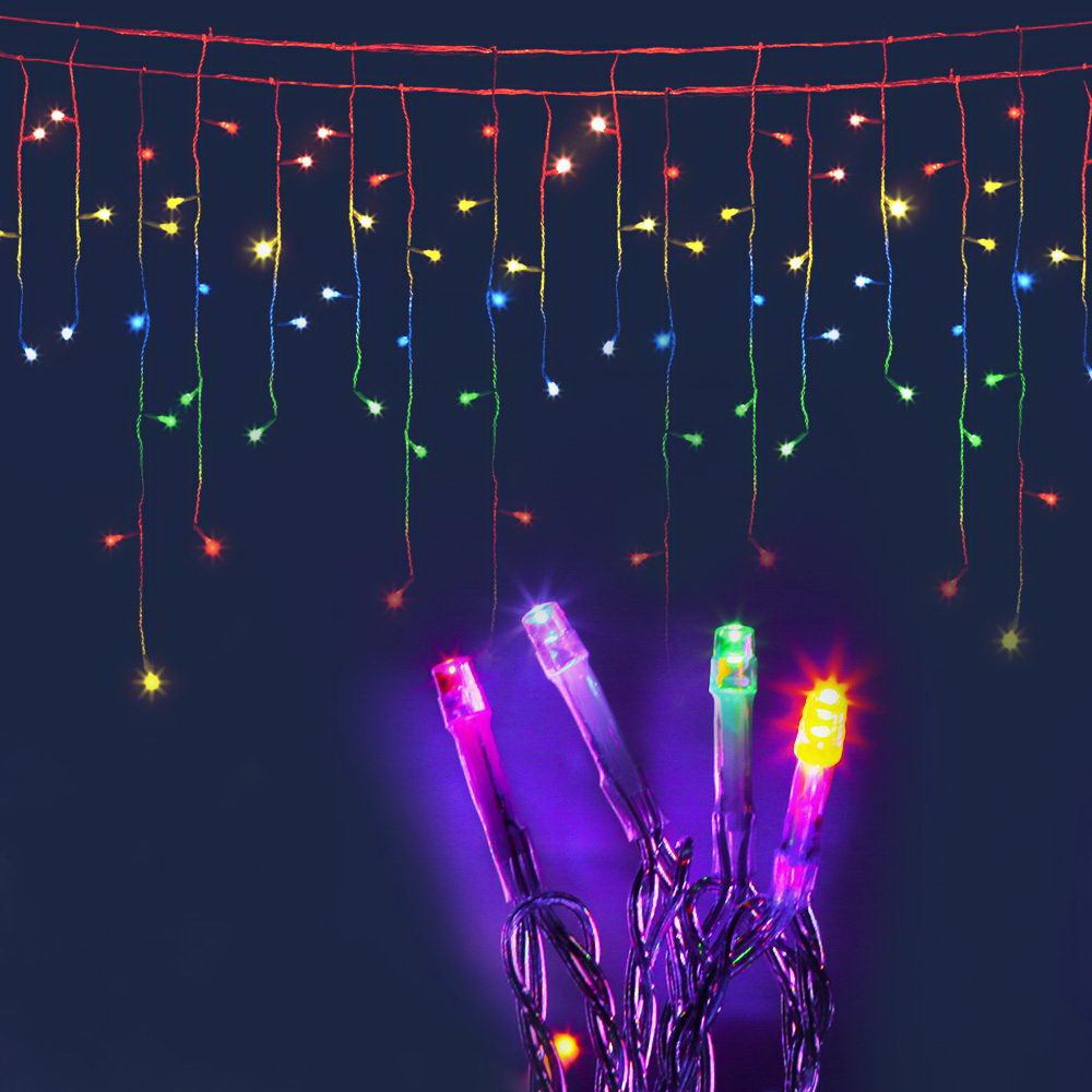 Jingle Jollys 12.5M Solar Christmas Lights Icicle String Light Multi Colour