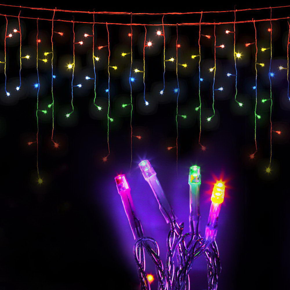 Jingle Jollys 12.5M Solar Christmas Lights Icicle String Light Multi Colour