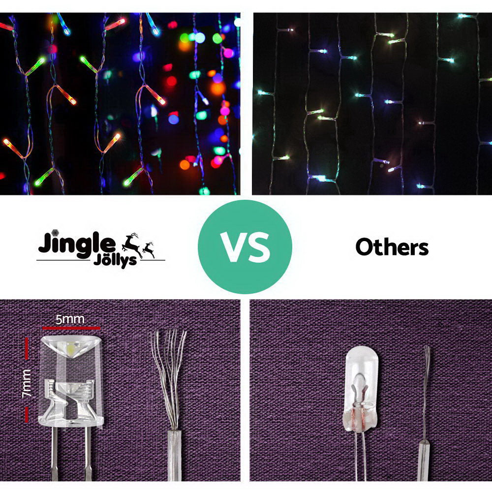 20M Christmas Lights Icicle Light 800 LED Multi-coloured Jingle Jollys