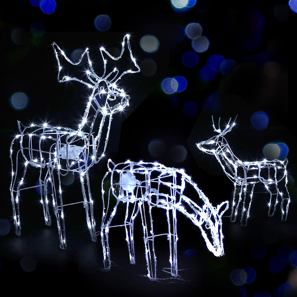 3 PCS Christmas Lights Reindeers 250 LED Decorations Jingle Jollys