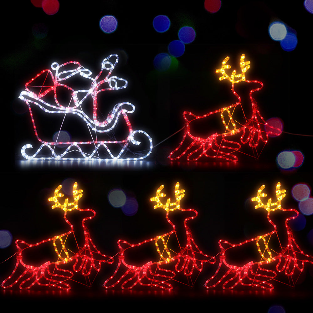 Jingle Jollys Christmas Lights Reindeer Sleigh 806 LED Decorations