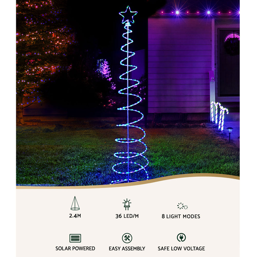 2.4M Christmas Tree LED Solar Motif Lights Jingle Jollys