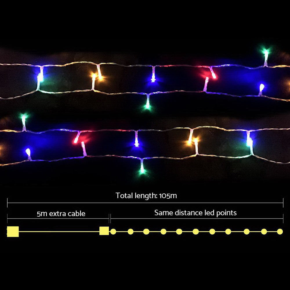 Jingle Jollys 100M Christmas Lights String Light 500 LED Colourful